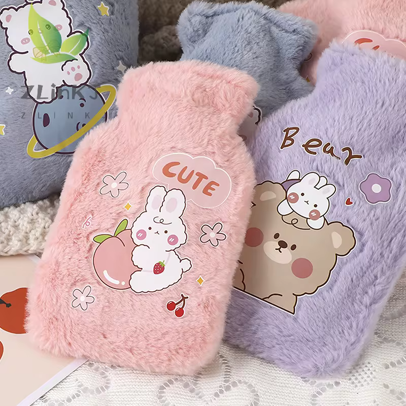 Charming Plush Rabbit & Bear Velvet Hot Water Bottle Hand Warmer