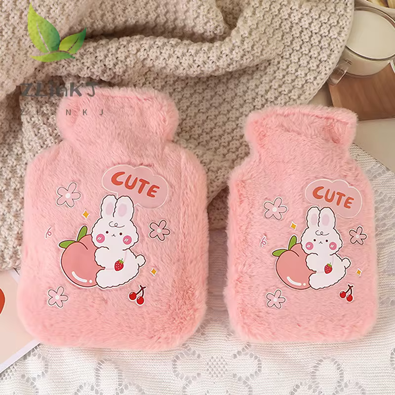 Charming Plush Rabbit & Bear Velvet Hot Water Bottle Hand Warmer - Image 3
