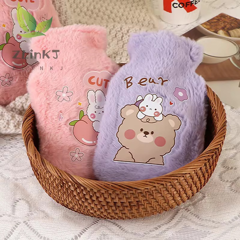 Charming Plush Rabbit & Bear Velvet Hot Water Bottle Hand Warmer - Image 4