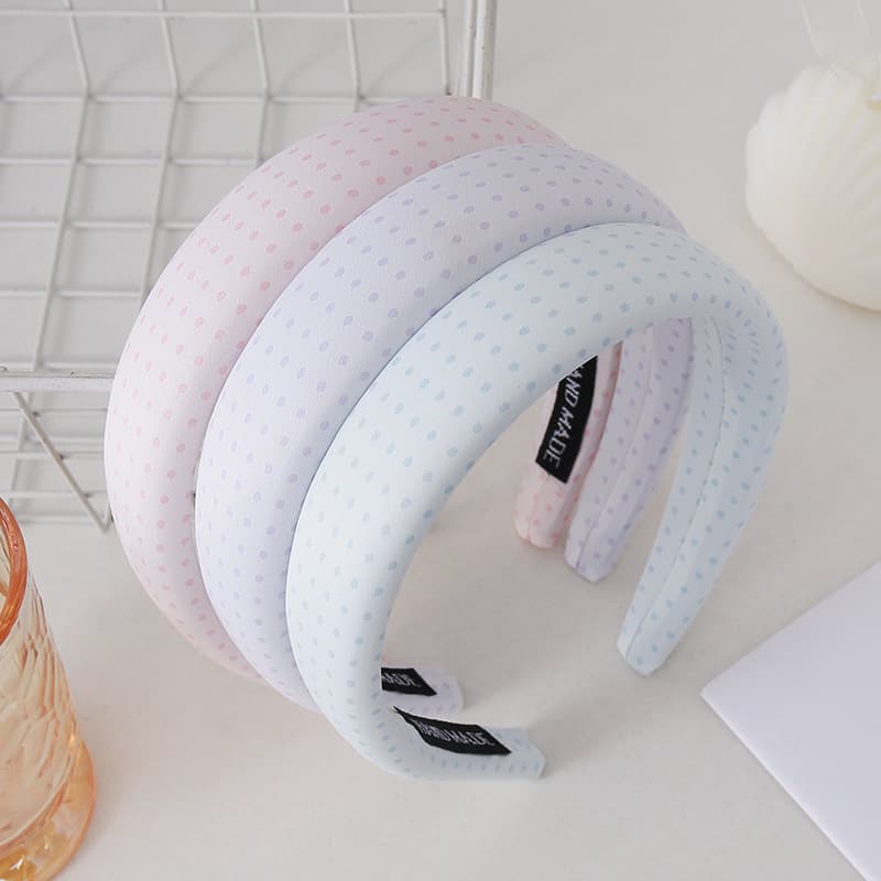 Chic Pastel Polka Dot Padded Headband — Wide Non-Slip Hair Hoop for Women - Image 3