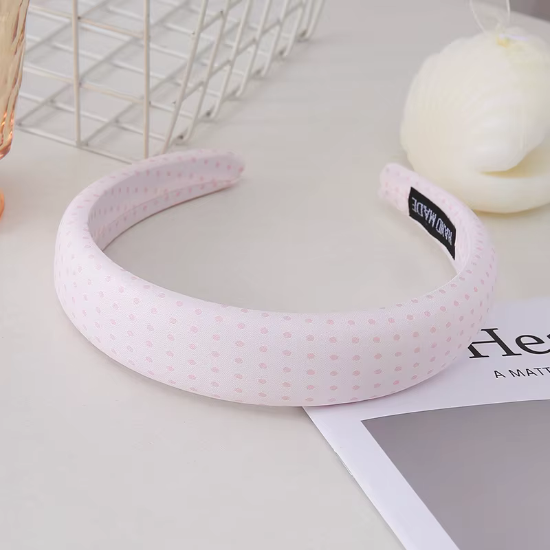 Chic Pastel Polka Dot Padded Headband — Wide Non-Slip Hair Hoop for Women - Image 10