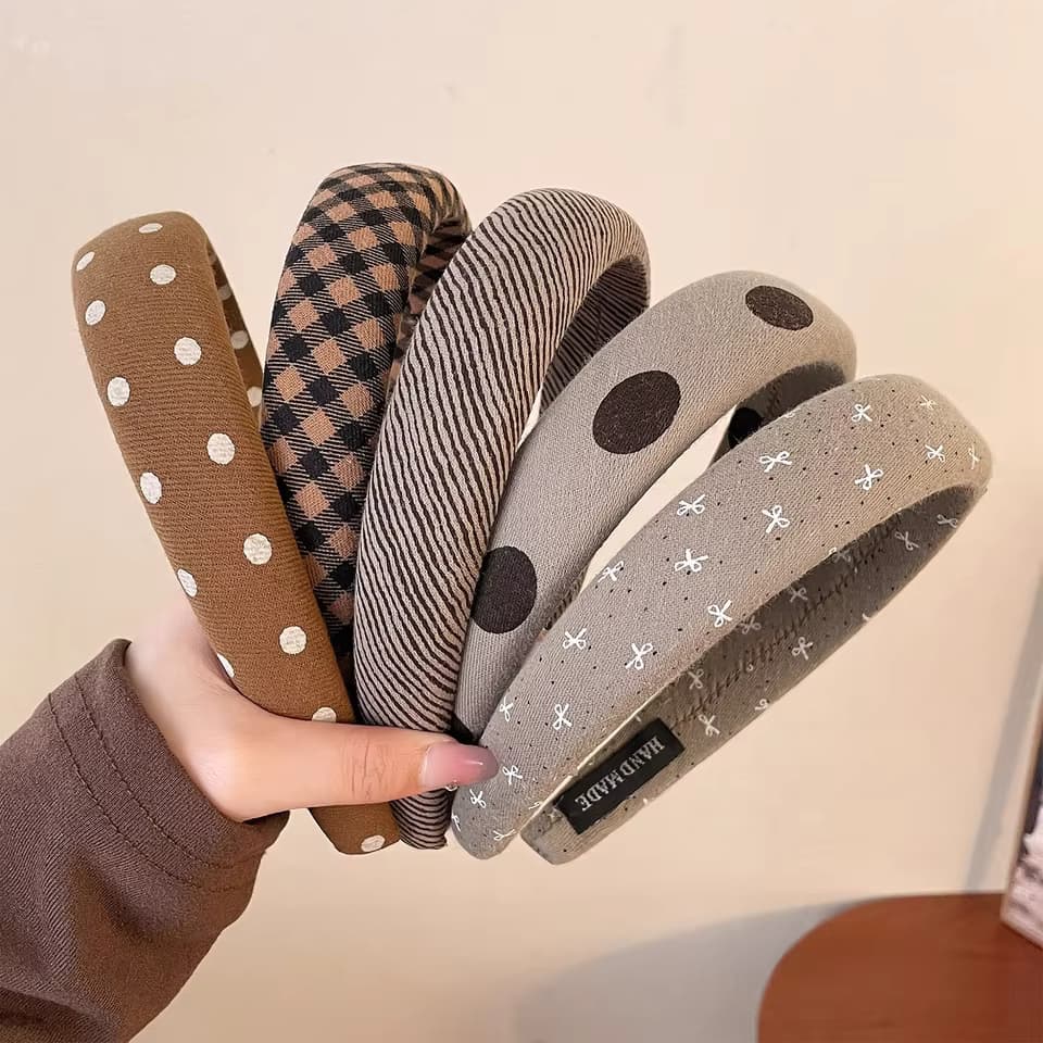 Chic Padded Fabric Headbands for Women — Polka Dot, Striped & Plaid Hair Accessories alternate