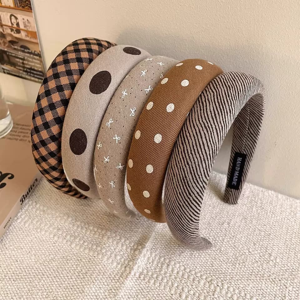 Chic Padded Fabric Headbands for Women — Polka Dot, Striped & Plaid Hair Accessories - Image 3