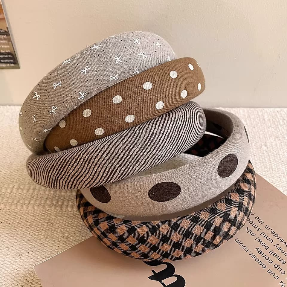 Chic Padded Fabric Headbands for Women — Polka Dot, Striped & Plaid Hair Accessories - Image 4