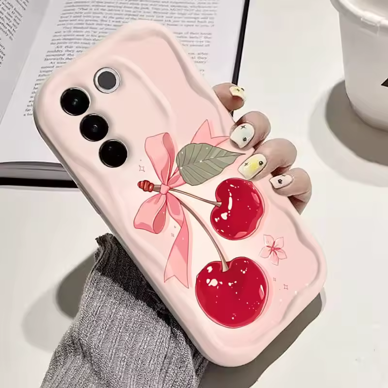 Chic Pink Bowknot Cherry Cream Aesthetic Soft Silicone Phone Case for Samsung Galaxy Series - Image 8