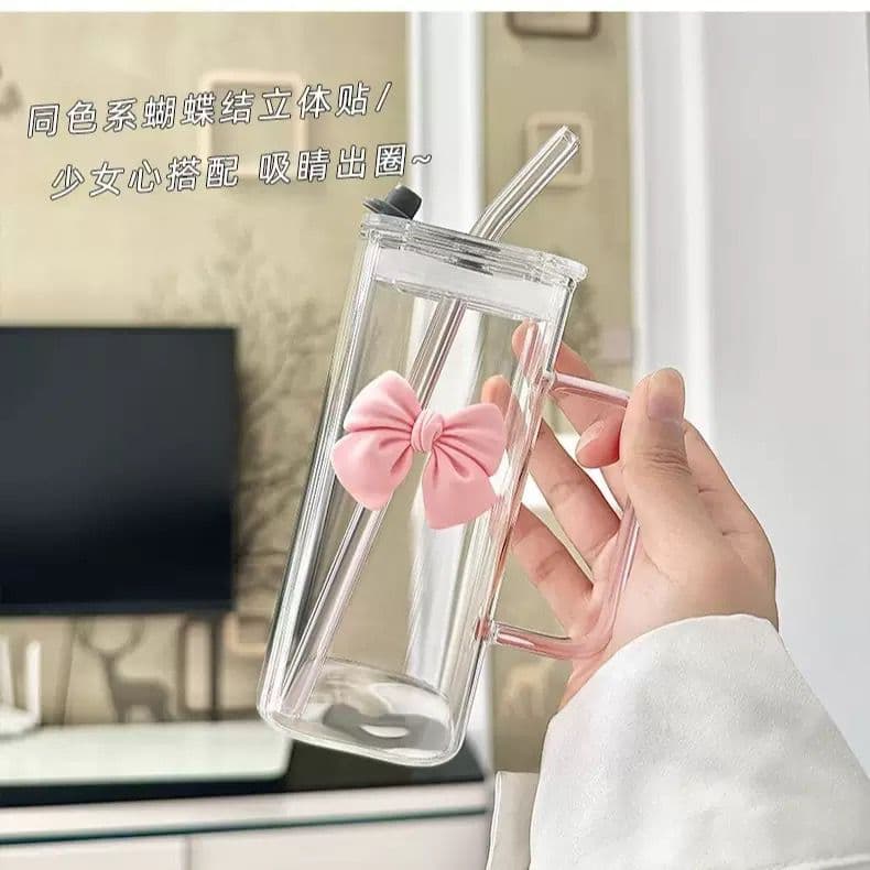 borosilicate glass tumbler with straw alternate