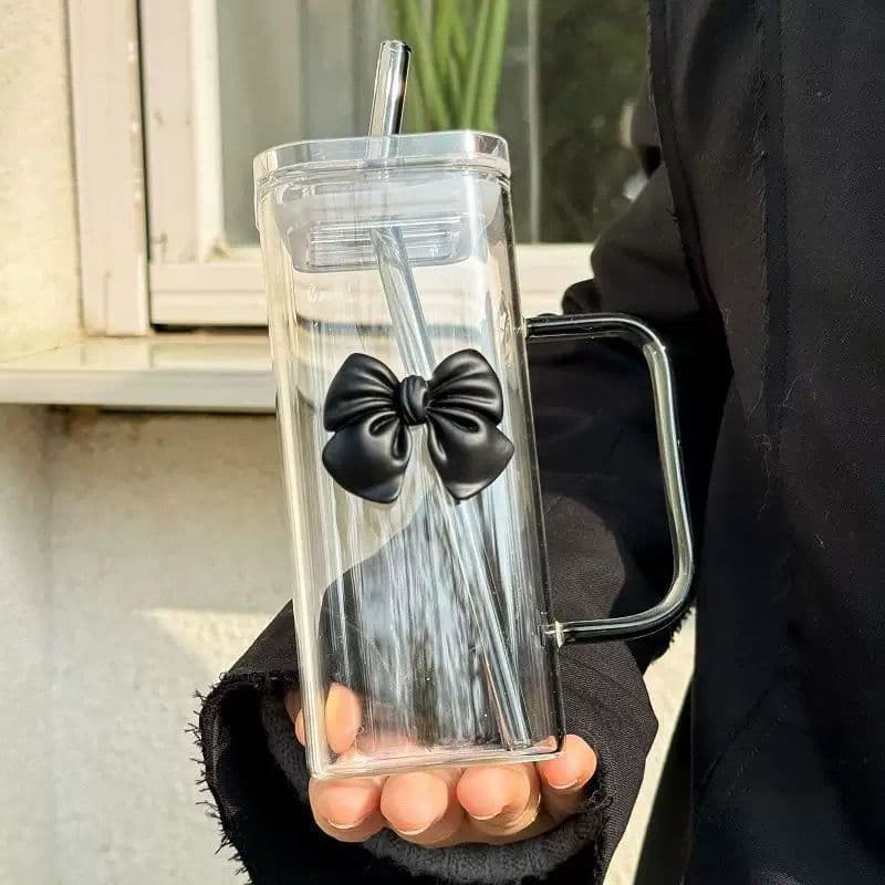 borosilicate glass tumbler with straw - Image 4