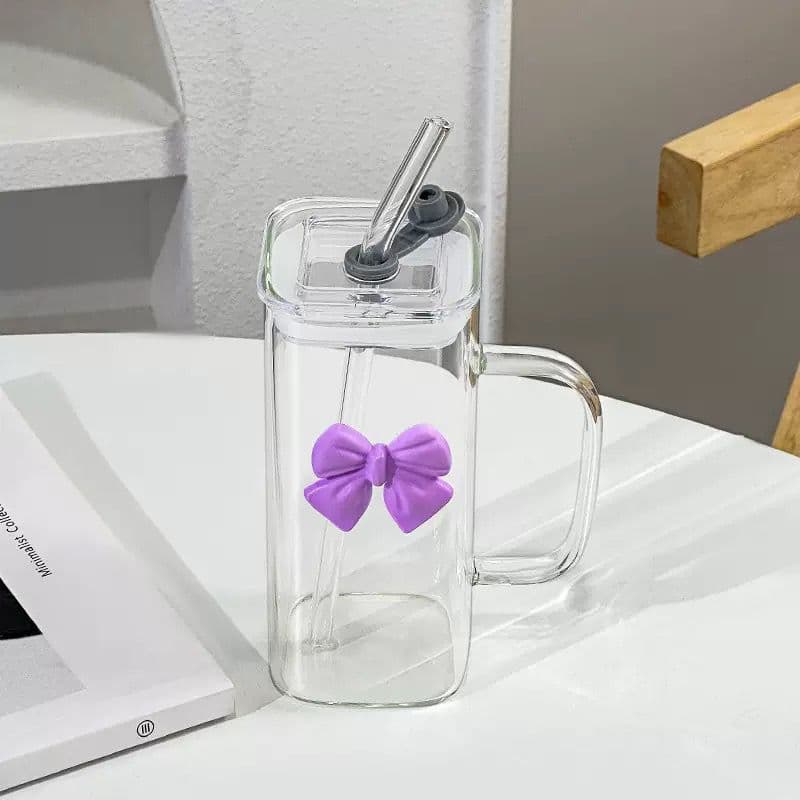 borosilicate glass tumbler with straw
