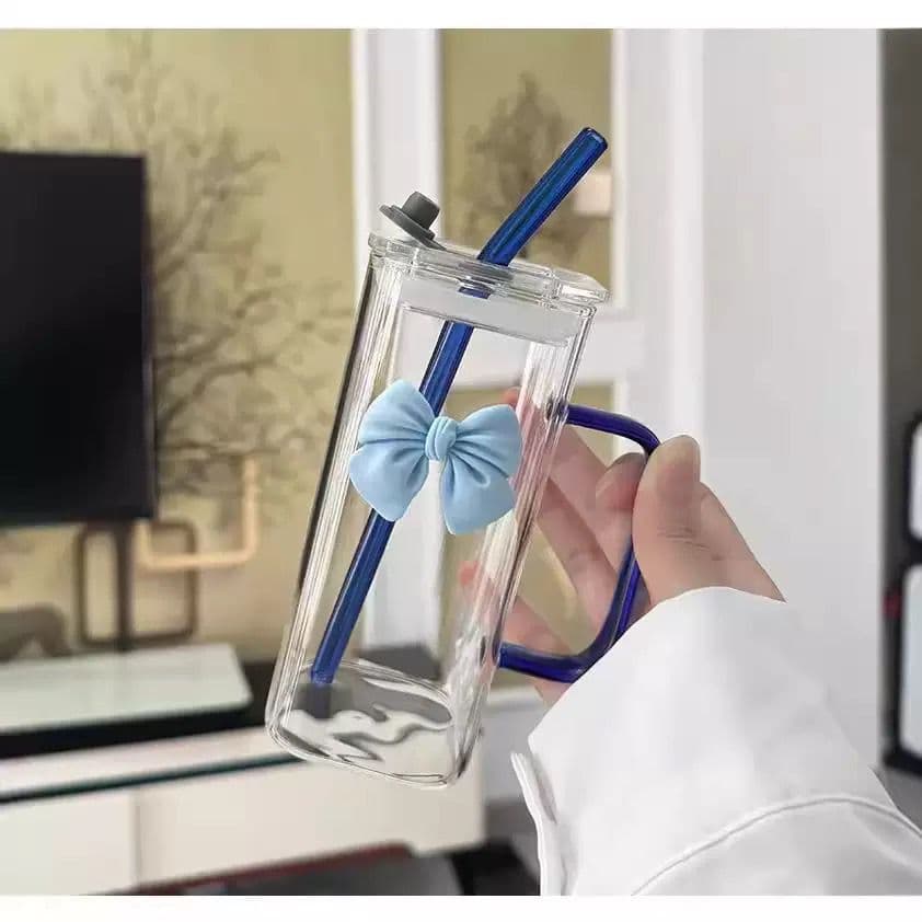 borosilicate glass tumbler with straw - Image 5