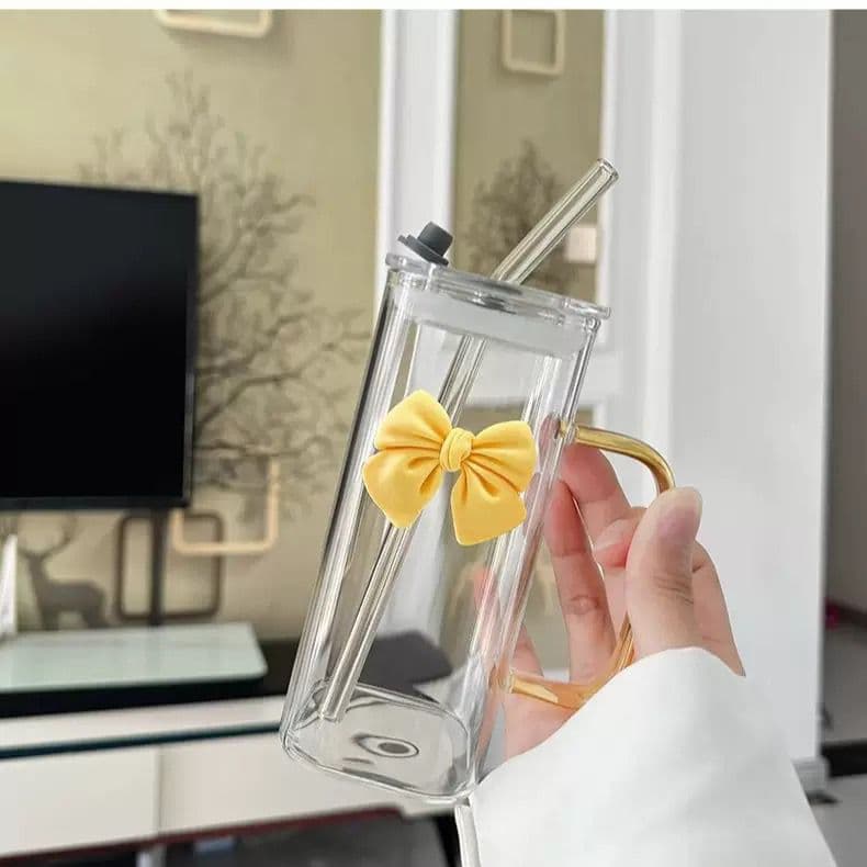 borosilicate glass tumbler with straw - Image 6