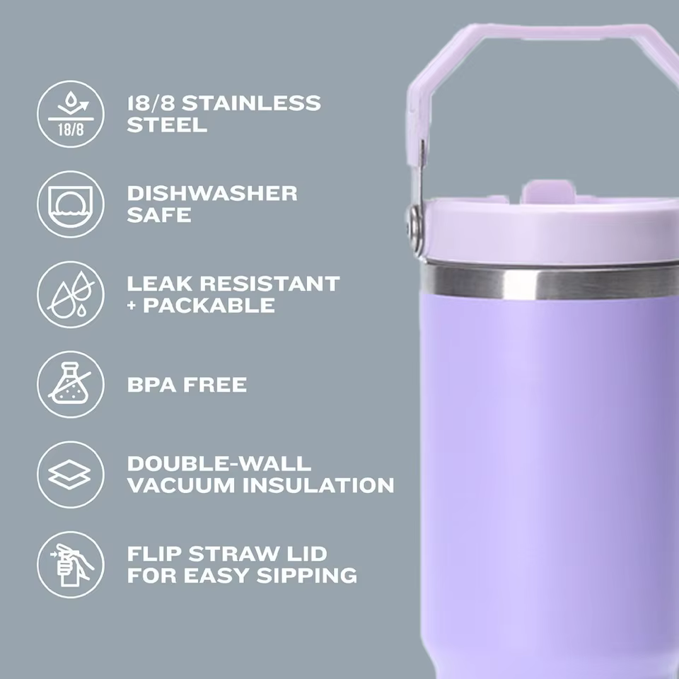 Premium 900ml Stainless Steel Vacuum Insulated Tumbler with Straw, Handle & Leak-Proof Lid - Image 3