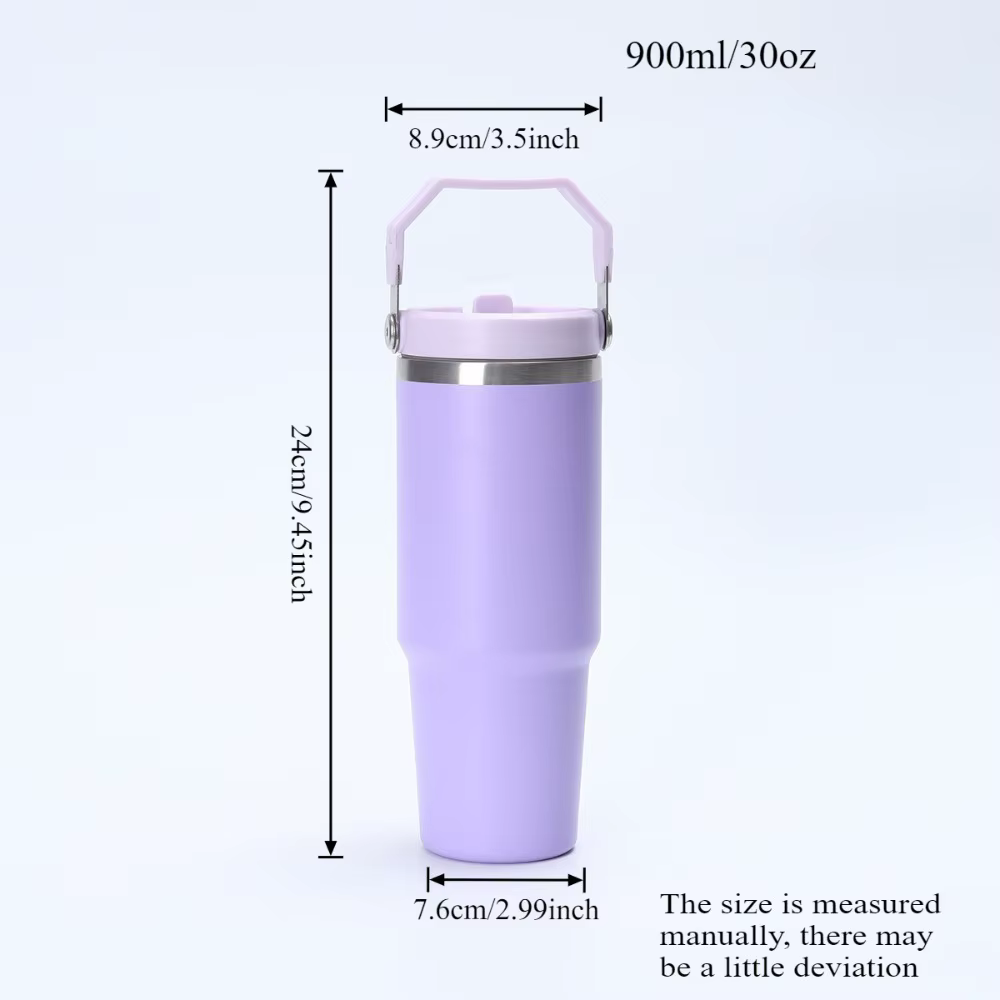 Premium 900ml Stainless Steel Vacuum Insulated Tumbler with Straw, Handle & Leak-Proof Lid - Image 5