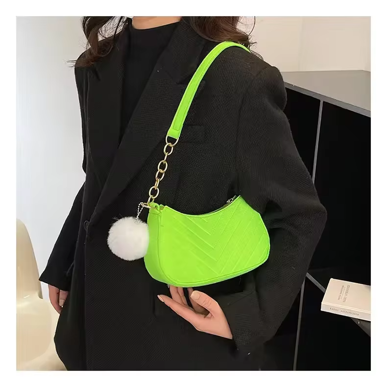 Chic Felt Crescent Shoulder Bag with Optional Pompom Charm — Versatile Everyday Handbag - Image 3