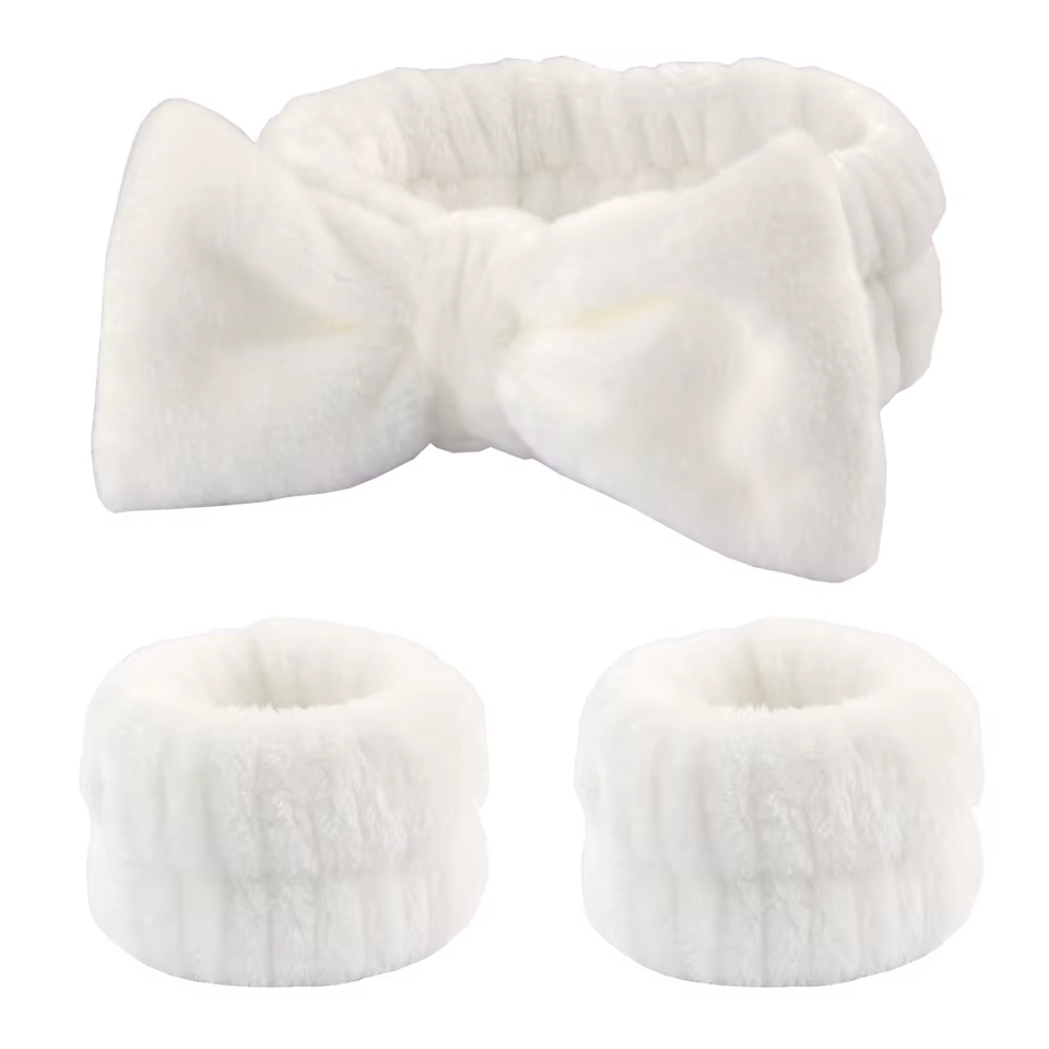 Luxurious Coral Fleece Skincare Headband & Wristband Set for Face Washing & Spa Rituals alternate