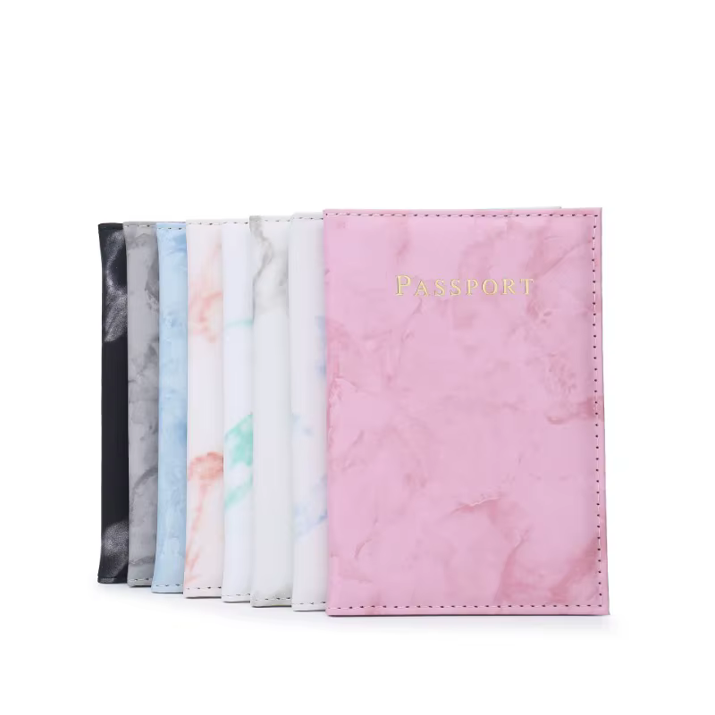 Chic Marble-Patterned PU Leather Passport Holder with Card Slots for Stylish Travel - Image 5
