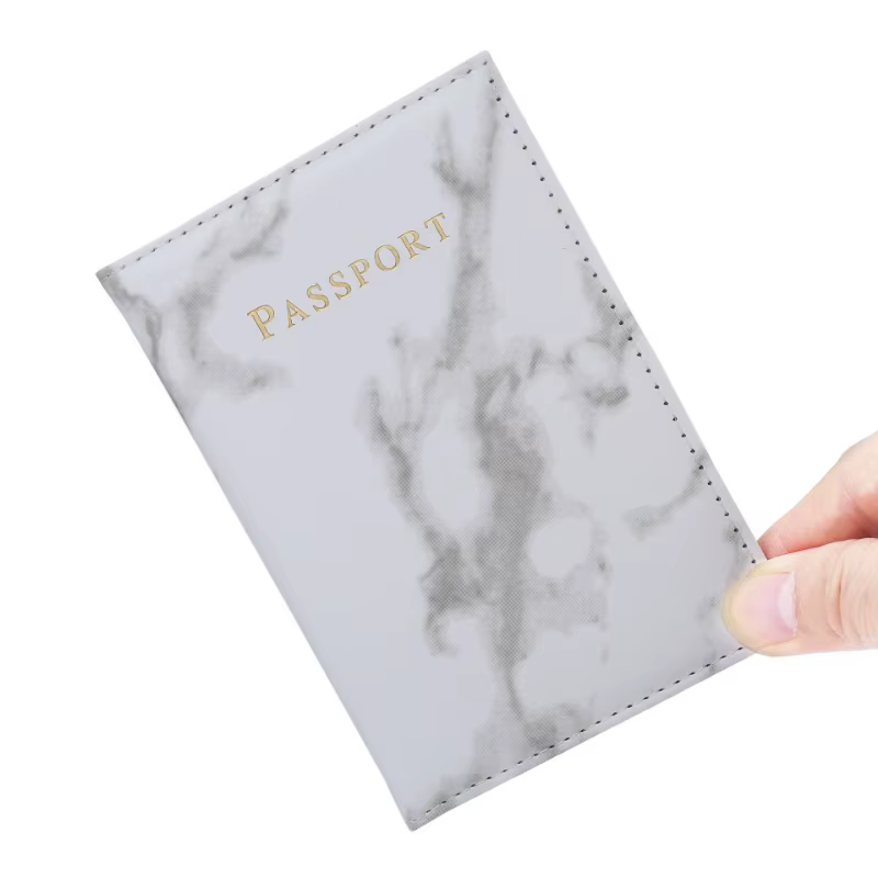Chic Marble-Patterned PU Leather Passport Holder with Card Slots for Stylish Travel - Image 7