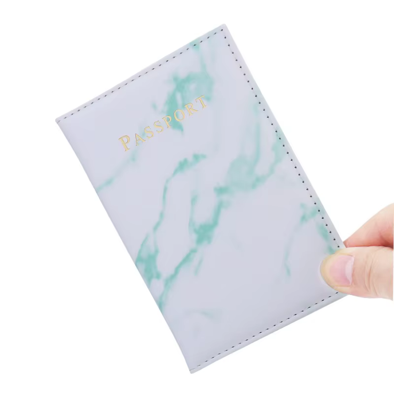 Chic Marble-Patterned PU Leather Passport Holder with Card Slots for Stylish Travel - Image 9