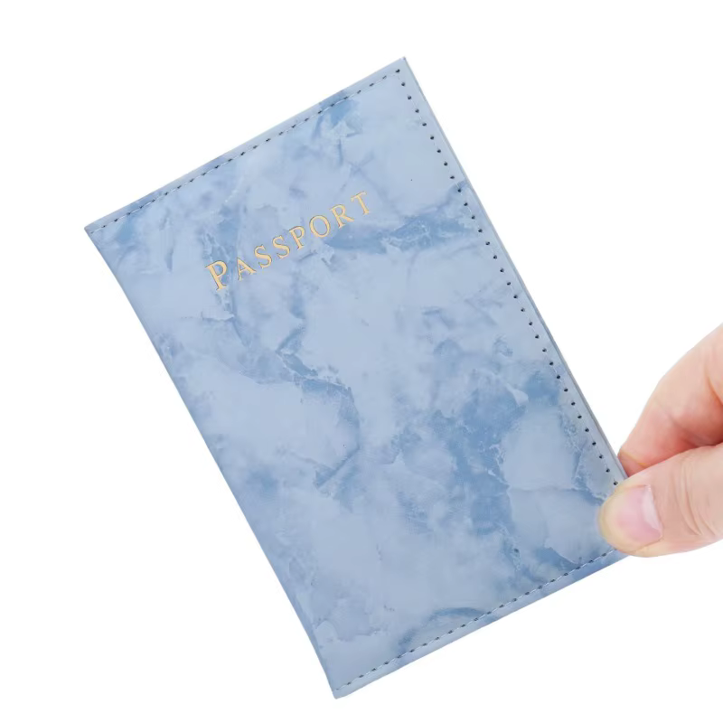 Chic Marble-Patterned PU Leather Passport Holder with Card Slots for Stylish Travel - Image 10