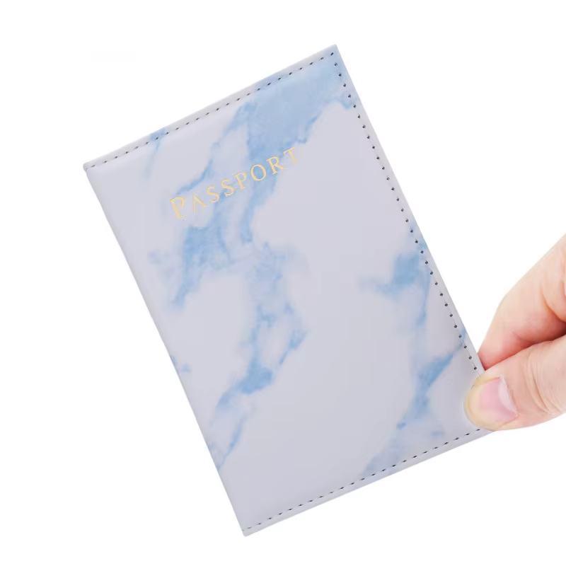 Chic Marble-Patterned PU Leather Passport Holder with Card Slots for Stylish Travel - Image 11