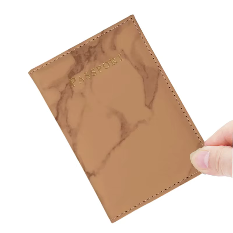 Chic Marble-Patterned PU Leather Passport Holder with Card Slots for Stylish Travel - Image 12