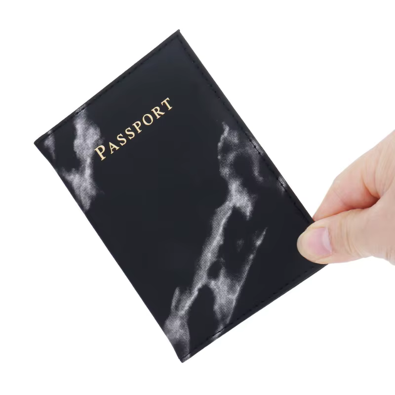 Chic Marble-Patterned PU Leather Passport Holder with Card Slots for Stylish Travel - Image 13