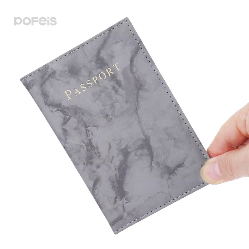 Chic Marble-Patterned PU Leather Passport Holder with Card Slots for Stylish Travel - Image 14