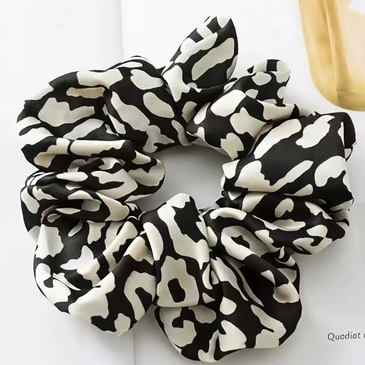 Chic Pleated Leopard Print Satin Scrunchies for Effortless Ponytails & Buns - Image 8