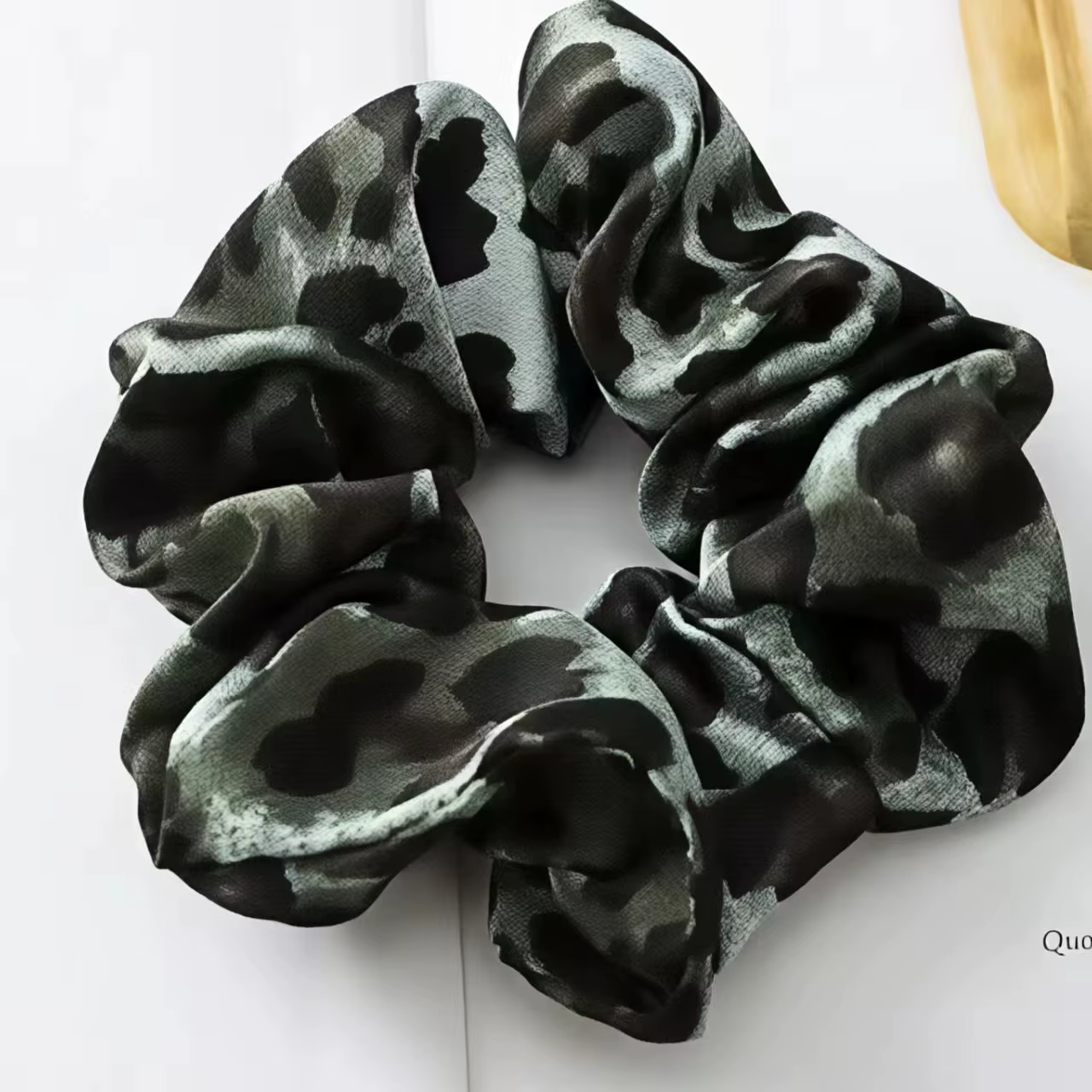 Chic Pleated Leopard Print Satin Scrunchies for Effortless Ponytails & Buns - Image 10