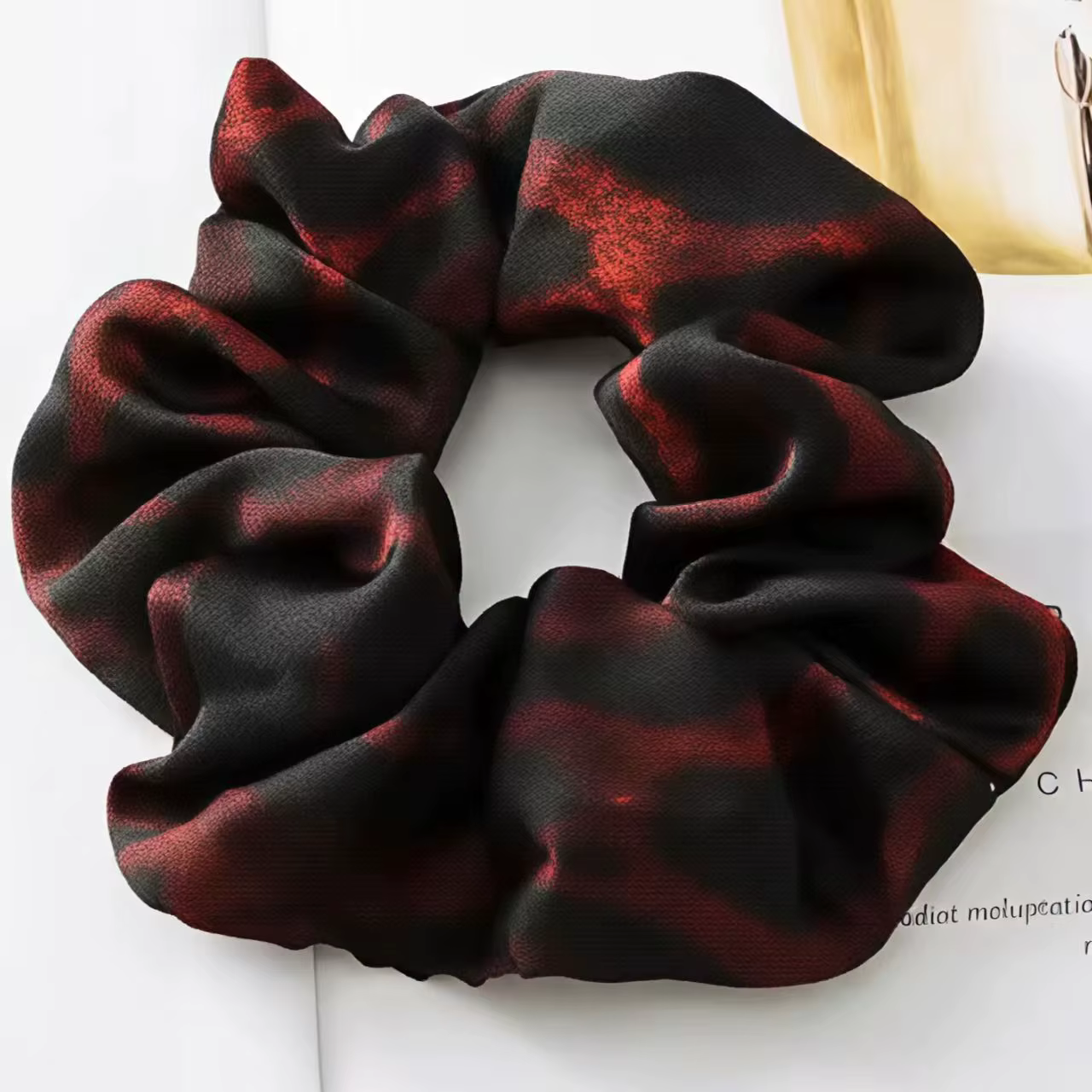 Chic Pleated Leopard Print Satin Scrunchies for Effortless Ponytails & Buns - Image 12